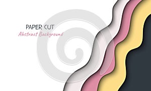 Abstract vector background in paper cut style with shadows and copy space for text