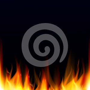 Abstract vector background with realistic fire flames effect. Hell background