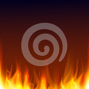 Abstract vector background with realistic fire flames effect. Hell background