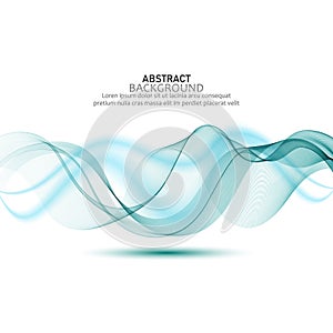 Abstract vector background, transparent waved lines for brochure, banner, website, flyer design. Blue smoke wave.