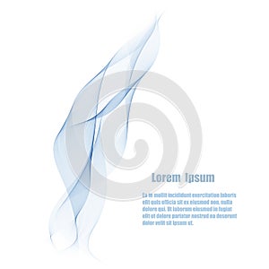 Abstract vector background, transparent waved lines for brochure, flyer design. Blue smoke wave.