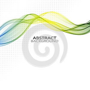 Abstract vector background, transparent waved lines for brochure, website, flyer design. Blue yellow green smoke wave.