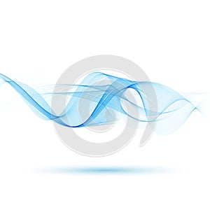 Abstract vector background, transparent waved lines for website, flyer design. Blue smoke wave.