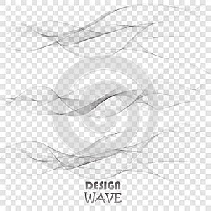 Abstract vector background, transparent wavy lines for brochure, website, flyer design. Set of gray waves.