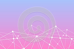 Abstract vector background. Triangle network pattern. Pink violet white illustration for technology, science, neural, net