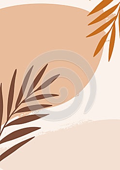 Abstract vector background with warm shades textures and branches. Contemporary art. Art composition in modern style