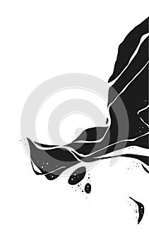 Abstract Vector Backgroung Jupiter Surface. Hand Drawn Marbel Pattern. Fashion Illustration Black and White Liquid Fluid Paint Ink