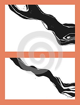 Abstract Vector Backgroung Jupiter Surface. Hand Drawn Marbel Pattern. Fashion Illustration Black and White Liquid Fluid Paint Ink