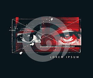 Abstract vector banner with stylized human eyes