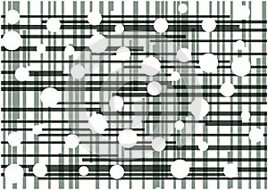 Abstract vector black lines and white circles background.