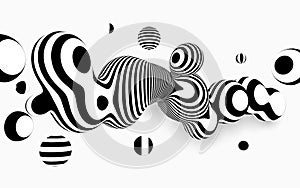 Abstract vector black and white background . Metaball 3d design