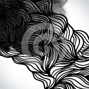 Abstract vector black and white design with waves photo