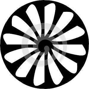 Abstract Vector Black and white Mandala circular jet engine fan, geometric illustration
