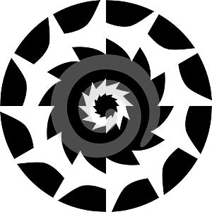 Abstract Vector Black and white Mandala circular saw cutter blade, geometric illustration