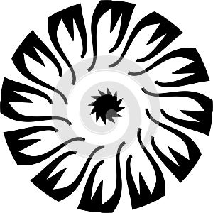 Abstract Vector Black and white Mandala geometric flower petals, star in center design