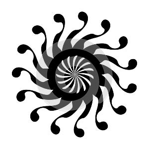 Abstract Vector Black and white Mandala ornament, circular center design, illustration.