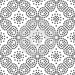 Abstract vector black and white repeated patterns of polka dots