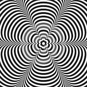 Abstract vector black and white striped background. Optical illusion