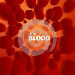 Abstract vector blood background . Science illustration. Microscope view. Cells stream