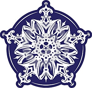 Abstract vector blue lace design - five-finger mandala, ethnic d