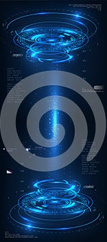 Abstract vector blue technology concept. background illustration Shiny technological HUD on space vector background