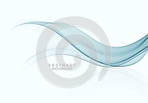 Abstract vector blue waves background.Transparent flow of smoky waves.