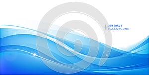 Abstract vector blue wavy background. Graphic design template for brochure, website, mobile app, leaflet. Water, stream photo