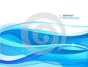 Abstract vector blue wavy background. Graphic design template for brochure, website, mobile app, leaflet. Water, stream