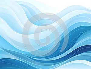 Abstract vector blue wavy background. in hand-drawn style