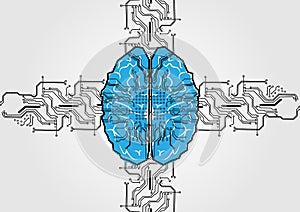 Abstract vector brain with circuit technology concept background, illustration vector design