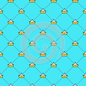 Abstract vector children seamless pattern background with paper origami ships