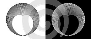 Abstract vector circle with halftone dots like heart as cover or background. Black dots on a white background and the same white