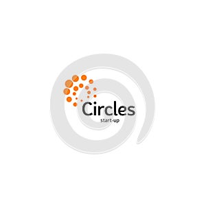 Abstract vector circle logotype. Orange unusual isolated chem logo. Virus icon. Orange sun. Flower.