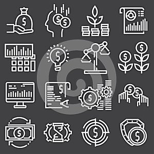 Abstract vector collection of line investment icons