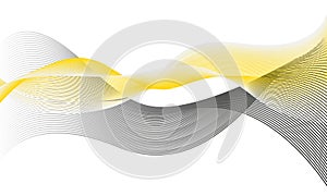 Abstract vector, color flow waved lines. Abstract background with smooth blend lines. yellow and black wave on white background.