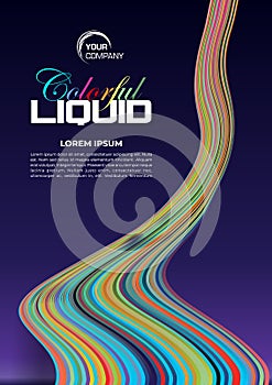 Abstract vector colorful liquid colors, paint flowing from top. Gradient brush stroke on violet and black background