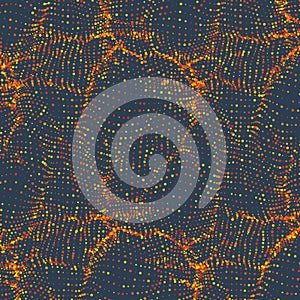 Abstract vector colorful wave mesh background. Point cloud array. Chaotic light waves.