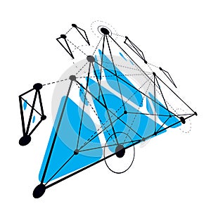 Abstract vector construction, dimensional low poly design background.