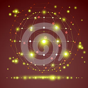 Abstract vector 3D wireframe geometric object.