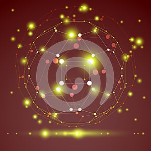 Abstract vector 3D wireframe geometric object,