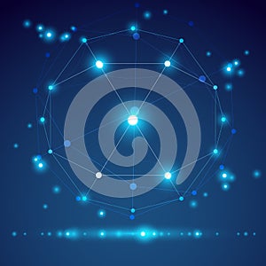 Abstract vector 3D wireframe object.