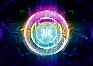 Abstract vector digital technology futuristic background design concept with technology circuit and ring light effect. abstract