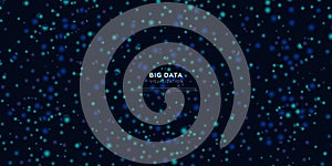 Abstract vector explosion colorful dots equalizer isolated circular element background. Big data algorithms visualization.