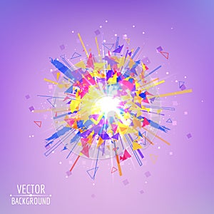 Abstract vector explosion. Colorful glowing blast.