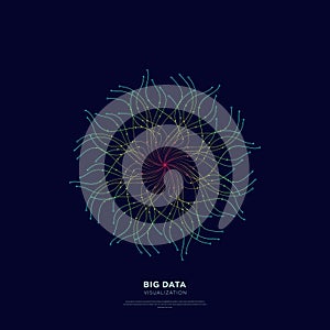 Abstract vector explosion colorful lines equalizer circular shape isolated technology background.