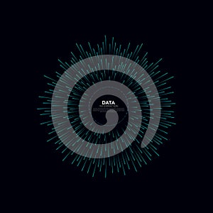 Abstract vector explosion colorful lines equalizer isolated circular element background. Big data algorithms visualization.
