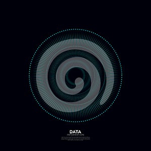 Abstract vector explosion colorful lines equalizer isolated circular element background. Big data algorithms visualization.