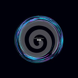 Abstract vector explosion colorful lines equalizer isolated circular element background. Big data algorithms visualization.