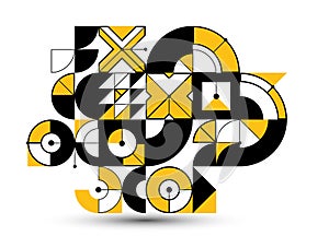 Abstract vector geometric background, tech engineering look like shapes and lines composition, mechanical engine industry style,