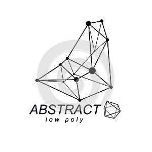 Abstract vector geometric form, 3d shape. Communication technologies modern emblem.